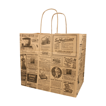 SACS SOS AVEC ANSES "TRAITEUR" 'TIMES' 80 G/M2 26+17x24 CM NATUREL KRAFT (250 UNITÉ)