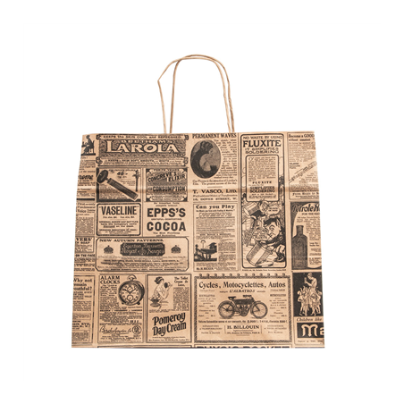 SACS SOS AVEC ANSES "TRAITEUR" 'TIMES' 90 G/M2 32+21x28,5 CM NATUREL KRAFT (250 UNITÉ)