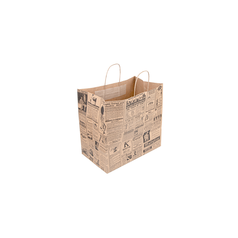 SACS SOS AVEC ANSES "TRAITEUR" 'TIMES' 90 G/M2 36+21x33,5 CM NATUREL KRAFT (250 UNITÉ)