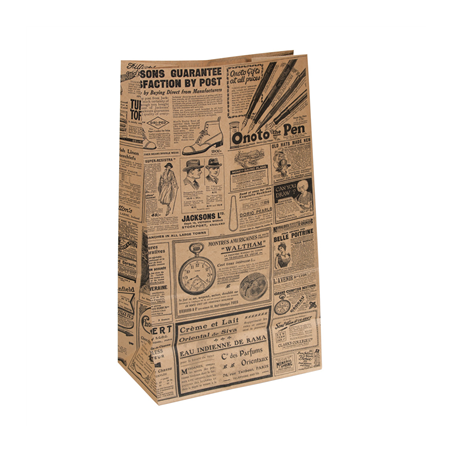 SACS SOS SANS ANSES 'TIMES' 80 G/M2 25+15x43,5 CM NATUREL KRAFT (250 UNITÉ)