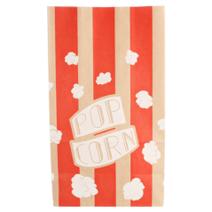 SACS SOS POP CORN 'STRIPES' 2,5 L-85 OZ 80 G/M² 14+8x24 CM NATUREL PARCH.INGRAISSABLE (500 UNITÉ)