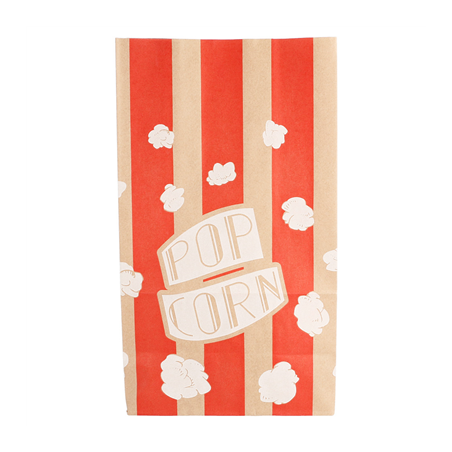 SACS SOS POP CORN 'STRIPES' 2,5 L-85 OZ 80 G/M² 14+8x24 CM NATUREL PARCH.INGRAISSABLE (500 UNITÉ)