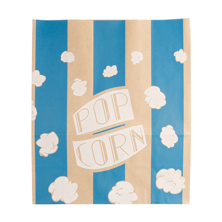 SACS SOS POP CORN 'STRIPES' 3,8 L-130 OZ 80 G/M² 20+9x23,5 CM NATUREL PARCH.INGRAISSABLE (500 UNITÉ)