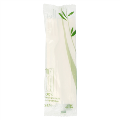 SET 3/1 FOURCHETTE, COUTEAU, SERVIETTE  18 CM BLANC CPLA (500 UNITÉ)