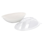 BOLS OVALES + COUVERCLES 'BIONIC'  22x13,5x5,5+4,5 CM BLANC BAGASSE (100 UNITÉ)