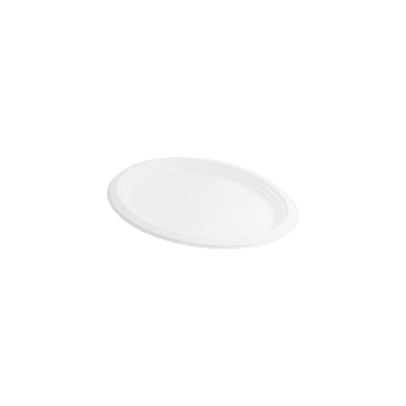 PLATEAUX OVALES 'BIONIC'  31,8x25,5x2,2 CM BLANC BAGASSE (600 UNITÉ)