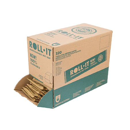 RINCE-DOIGTS FLUSHABLE THÉ VERT 'ROLL-IT' 50 G/M2 14,5x4 CM BLANC CELLULOSE (1280 UNITÉ)