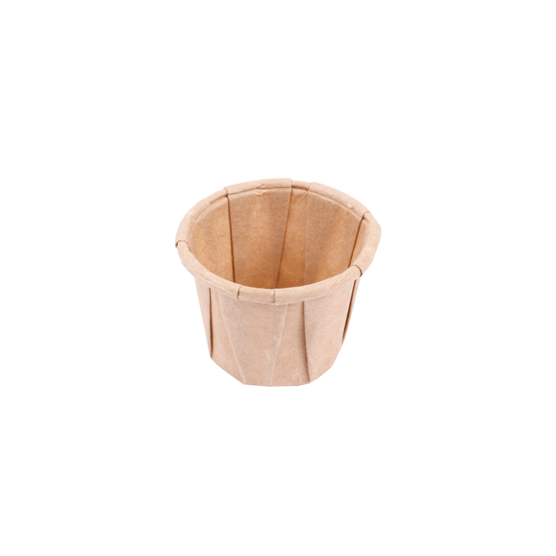 POTS TRAITEUR PAPIER PLISSÉ 22 ML (0,7 oz) 80 G/M2 Ø3,8/2,6x2,8 CM NATUREL PARCH.INGRAISSABLE (250 UNITÉ)