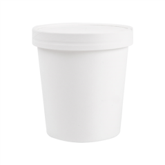 RÉCIPIENTS + COUVERCLES 480 ML - 16 oz 320 + 18 PE G/M2 Ø9,7/7,5x10 CM BLANC CARTON (250 UNITÉ)