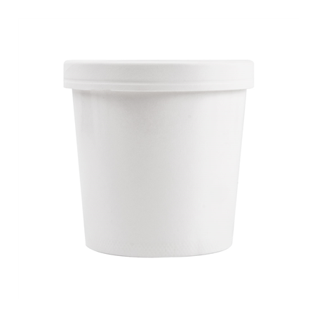 RÉCIPIENTS + COUVERCLES 780 ML - 26 oz 330 + 18 PE G/M2 Ø11,7/9,2x11 CM BLANC CARTON (250 UNITÉ)