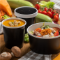 RÉCIPIENTS + COUVERCLES 360 ML - 12 oz 300 + 18 PE G/M2 Ø9/7,2x8,4 CM NOIR CARTON (250 UNITÉ)