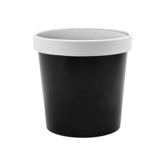 RÉCIPIENTS + COUVERCLES 780 ML - 26 oz 330 + 18 PE G/M2 Ø11,7/9,2x11 CM NOIR CARTON (250 UNITÉ)