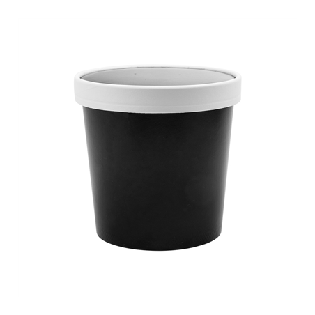 RÉCIPIENTS + COUVERCLES 780 ML - 26 oz 330 + 18 PE G/M2 Ø11,7/9,2x11 CM NOIR CARTON (250 UNITÉ)