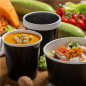 RÉCIPIENTS + COUVERCLES 780 ML - 26 oz 330 + 18 PE G/M2 Ø11,7/9,2x11 CM NOIR CARTON (250 UNITÉ)