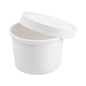 RÉCIPIENTS + COUVERCLES 240 ML - 8 oz 300 + 18 PE G/M2 Ø9/7,5x6 CM BLANC CARTON (250 UNITÉ)