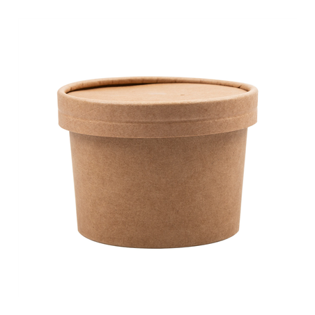 RÉCIPIENTS +COUVERCLES 240 ML - 8 oz 300 + 18 PE G/M2 Ø9/7,5x6 CM NATUREL KRAFT (250 UNITÉ)