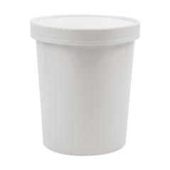 RÉCIPIENTS + COUVERCLES 960 ML - 32 oz 330 + 18 PE G/M2 Ø11,7/9,2x13,5 CM BLANC CARTON (250 UNITÉ)