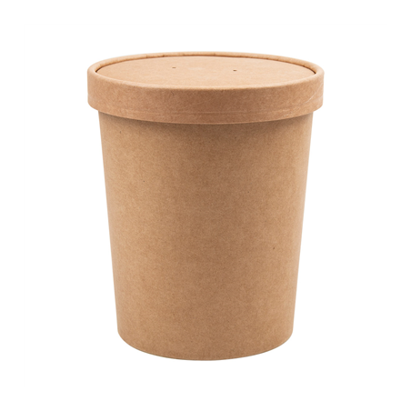 RÉCIPIENTS + COUVERCLES 960 ML - 32 oz 330 + 18 PE G/M2 Ø11,7/9x13,5 CM NATUREL KRAFT (250 UNITÉ)