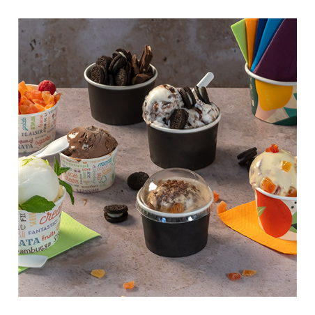 POTS À GLACES 70 ML 210 + 18PE G/M2 Ø 6,5x3,9 CM NOIR CARTON (2000 UNITÉ)