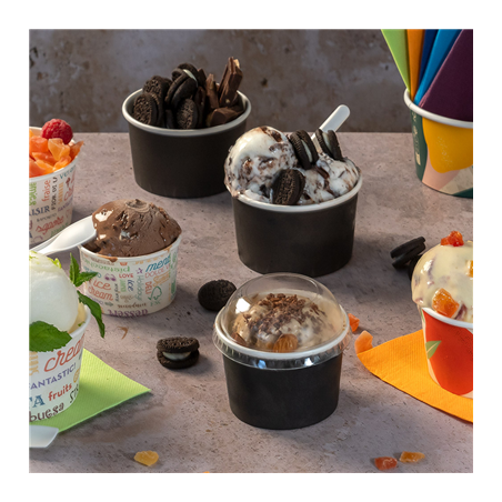 POTS À GLACES 90 ML 210 + 18PE G/M2 Ø 7,2x4 CM NOIR CARTON (2000 UNITÉ)