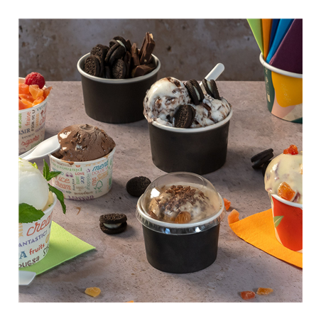 POTS À GLACES 150 ML 250 + 18PE G/M2 Ø 8,5x4,5 CM NOIR CARTON (2000 UNITÉ)