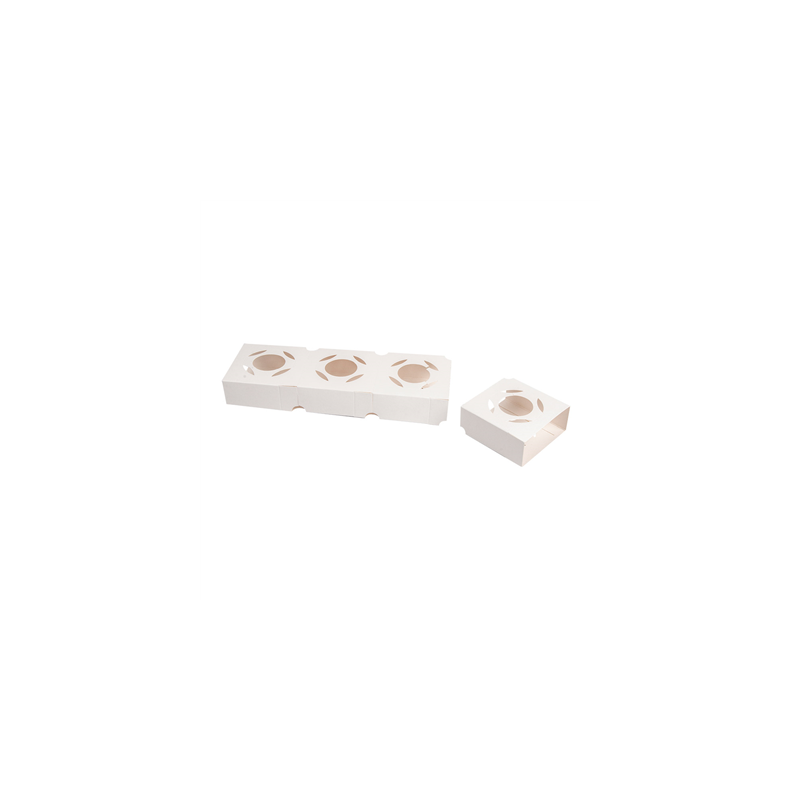 SUPPORT UNIVERSEL POUR MISE EN BOUCHE  275 G/M2 8,5x8x3,5 CM BLANC CARTON (800 UNITÉ)