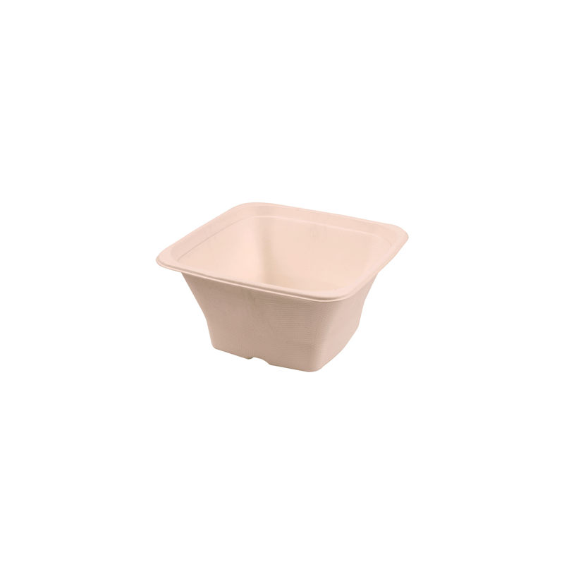 BOLS CARRÉS 'BIONIC' 1,2 L 18x18x9 CM NATUREL BAGASSE (400 UNITÉ)