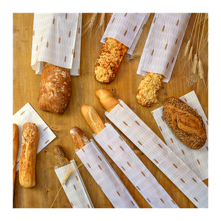 SACHETS BOULANGERIE 'CERES' 33 G/M2 9+3,5x46 CM BLANC CELLULOSE (500 UNITÉ)