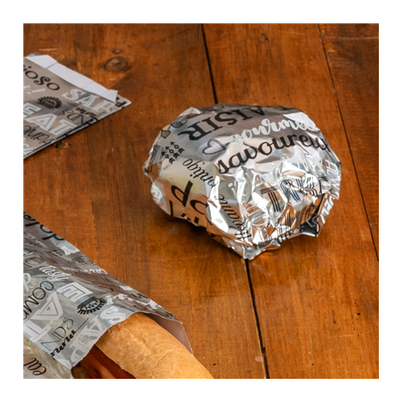 PAPIER INGRAISSABLE BASKET 'PAROLE' 35+20 G/M2 31x38 CM ARGENTE PARCHEMIN + ALUMINIUM (1000 UNITÉ)