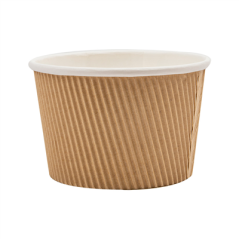 POTS DOUBLE PAROI, ONDULÉ 500 ML - 16,6 oz 280 + 250 + 18PE G/M2 Ø11,5/8,8x7,5 CM MARRON CARTON (500 UNITÉ)