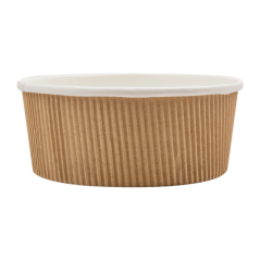 POTS DOUBLE PAROI, ONDULÉ 780 ML - 26 oz 280 + 250 + 18PE G/M2 Ø15/12,8x6 CM MARRON CARTON (250 UNITÉ)