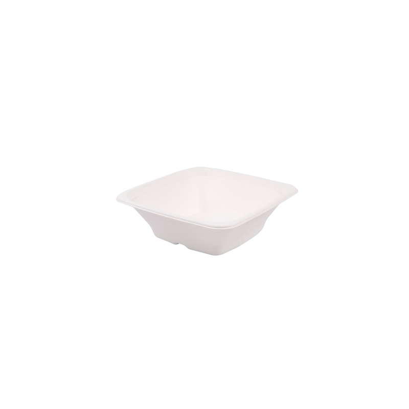 BOLS CARRÉS 'BIONIC' 700 ML 18x18x6 CM BLANC BAGASSE (400 UNITÉ)