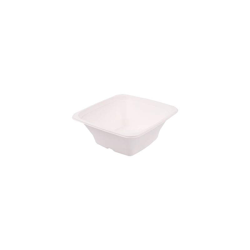 BOLS CARRÉS 'BIONIC' 950 ML 18x18x7 CM BLANC BAGASSE (400 UNITÉ)