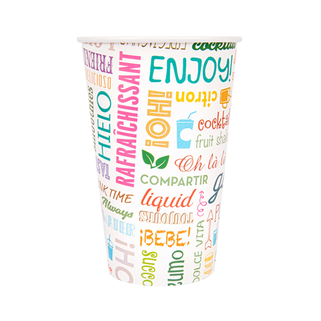 GOBELETS 'PAROLE' 16 OZ - 480 ML 280 + 18PE G/M2 Ø9/6x12,6 CM BLANC CARTON (1000 UNITÉ)