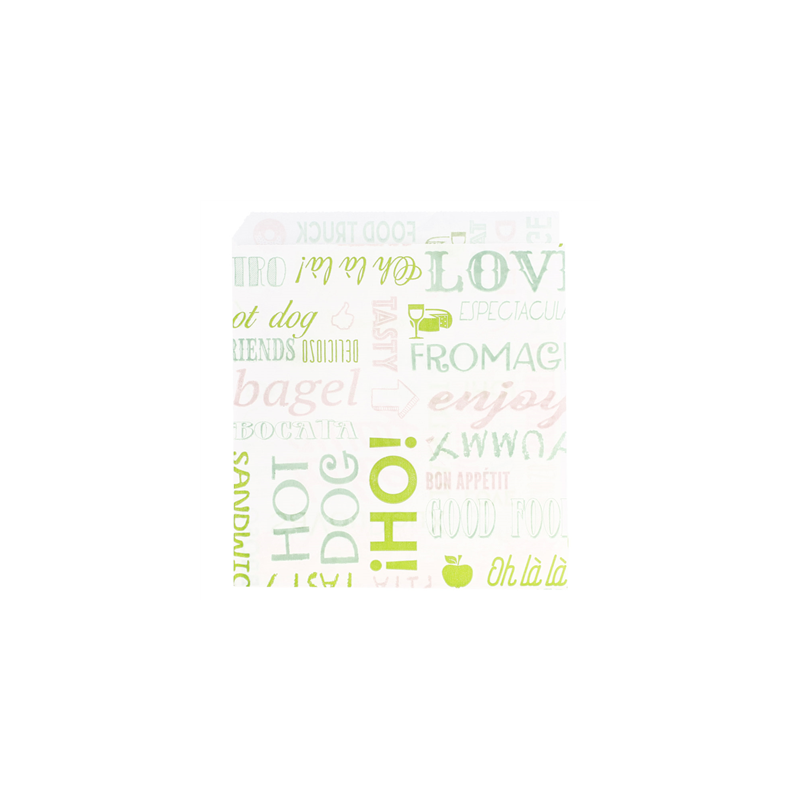 PAPIER INGRAISSABLES OUVERT 2 CÔTÉS FAST FOOD 'PAROLE' 35 G/M2 13x14 CM BLANC PARCH.INGRAISSABLE (1000 UNITÉ)