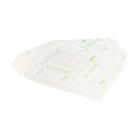 PAPIER INGRAISSABLES OUVERT 2 CÔTÉS FAST FOOD 'PAROLE' 35 G/M2 13x14 CM BLANC PARCH.INGRAISSABLE (1000 UNITÉ)