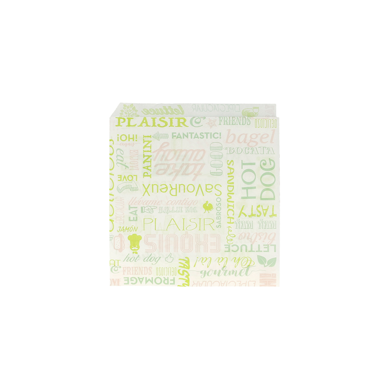 PAPIER INGRAISSABLES OUVERT 2 CÔTÉS FAST FOOD 'PAROLE' 35 G/M2 16x16,5 CM BLANC PARCH.INGRAISSABLE (500 UNITÉ)