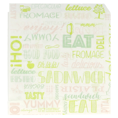 PAPIER INGRAISSABLES OUVERT 2 CÔTÉS FAST FOOD 'PAROLE' 35 G/M2 16x16,5 CM BLANC PARCH.INGRAISSABLE (500 UNITÉ)