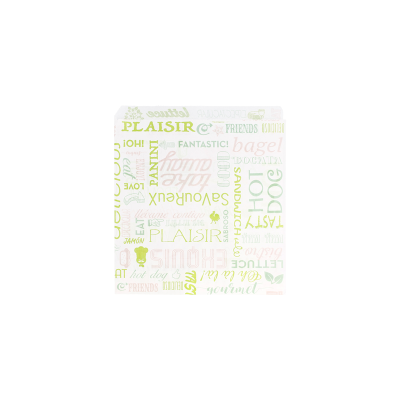 PAPIER INGRAISSABLES OUVERT 2 CÔTÉS FAST FOOD 'PAROLE' 35 G/M2 17x18 CM BLANC PARCH.INGRAISSABLE (500 UNITÉ)