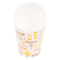 GOBELETS À FRITES OUVERT 'PAROLE' 9 OZ - 270 ML 220 + 18PE G/M2 Ø7x10,5 CM BLANC CARTON (100 UNITÉ)