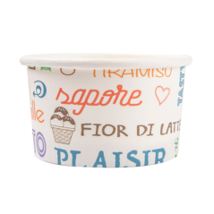POTS À GLACES 'PAROLE' 70 ML 210 + 18 PE G/M2 Ø6,5x3,9 CM BLANC CARTON (2000 UNITÉ)