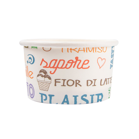 POTS À GLACES 'PAROLE' 70 ML 210 + 18 PE G/M2 Ø6,5x3,9 CM BLANC CARTON (2000 UNITÉ)