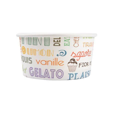 POTS À GLACES 'PAROLE' 150 ML 250 + 18 PE G/M2 Ø8,5x4,5 CM BLANC CARTON (2000 UNITÉ)