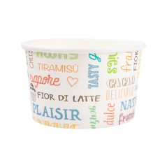 POTS À GLACES 'PAROLE' 240 ML 250 + 18 PE G/M2 Ø9,4x5,5 CM BLANC CARTON (2000 UNITÉ)