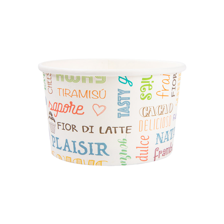 POTS À GLACES 'PAROLE' 240 ML 250 + 18 PE G/M2 Ø9,4x5,5 CM BLANC CARTON (2000 UNITÉ)