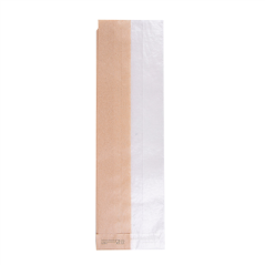 SACHETS POUR SANDWICHES AVEC FENÊTRE ECO 'CORNER WINDOW' 40 G/M2 9+5,5x30 CM NATUREL PARCH.INGRAISSABLE (250 UNITÉ)