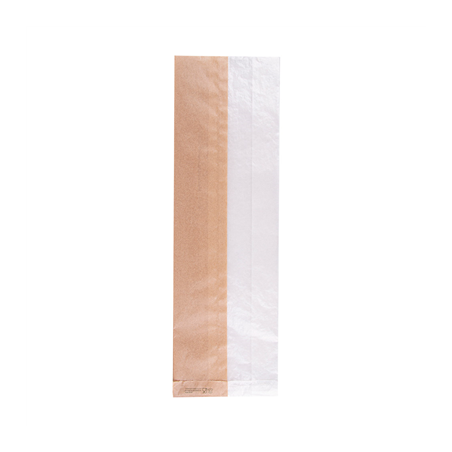 SACHETS POUR SANDWICHES AVEC FENÊTRE ECO 'CORNER WINDOW' 40 G/M2 12+6x38 CM NATUREL PARCH.INGRAISSABLE (250 UNITÉ)