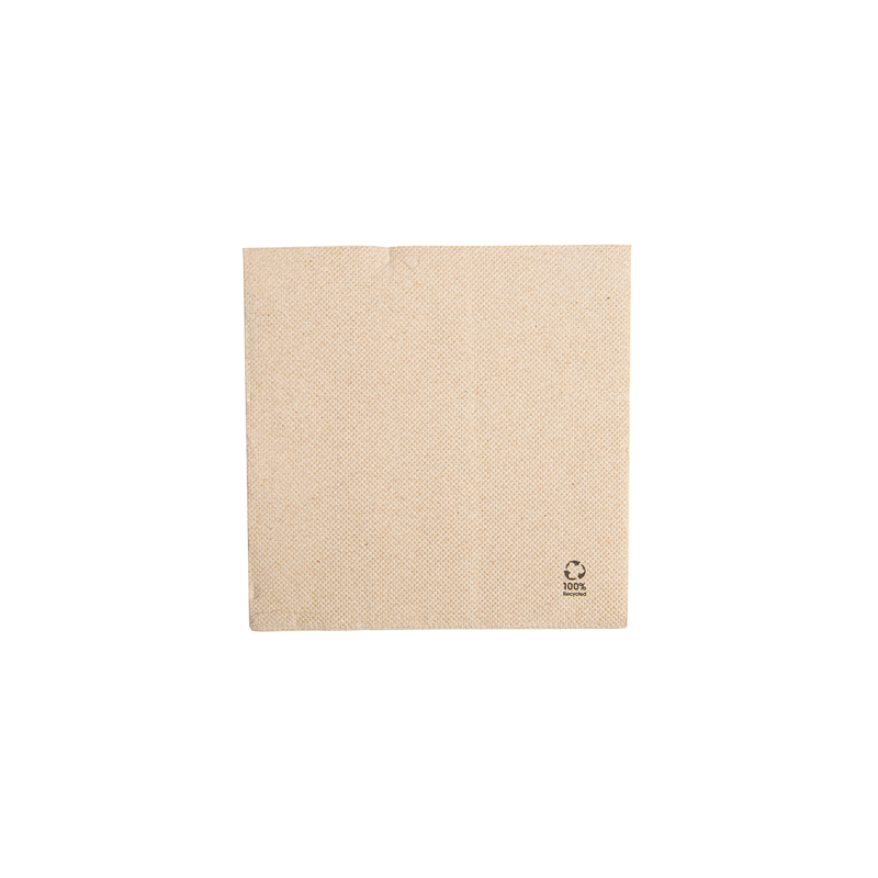 SERVIETTES ECOLABEL 'DOUBLE POINT' 19 G/M2 30x30 CM NATUREL OUATE RECYCLÉE (1800 UNITÉ)