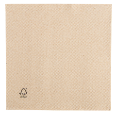 SERVIETTES ECOLABEL 'DOUBLE POINT' 19 G/M2 30x30 CM NATUREL OUATE RECYCLÉE (1800 UNITÉ)