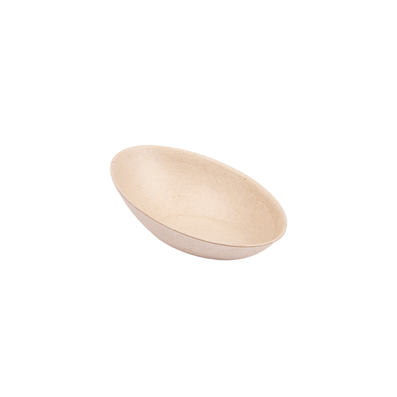 RÉCIPIENT OVALE 'BIONIC'  8x4,8x2,7 CM NATUREL BAGASSE (1000 UNITÉ)